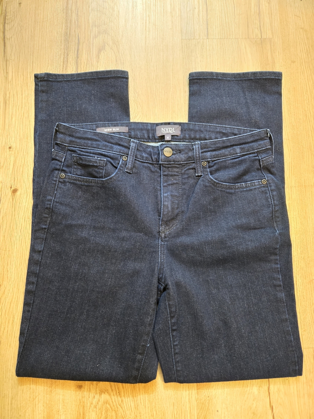 NYDJ Sheri Slim Jeans Dark Wash Rinse Sz 6 Lift Tuck Stretch Denim 30x28